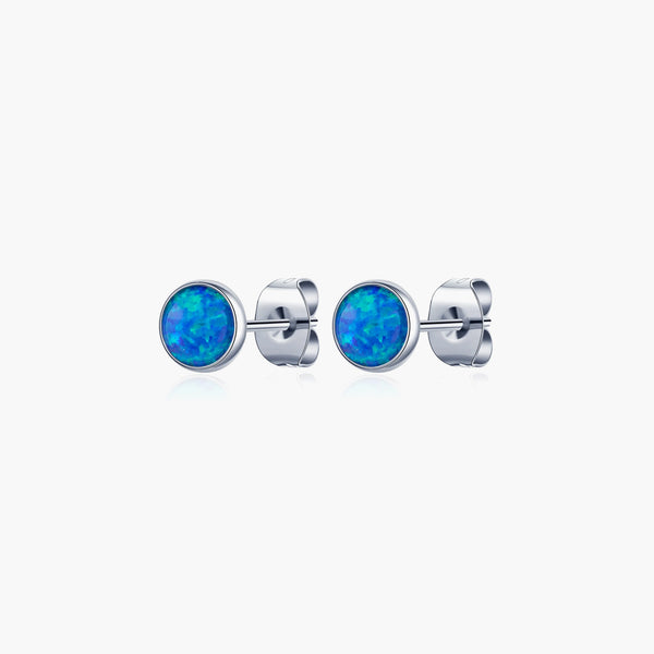 october birthstone blue opal stud earrings