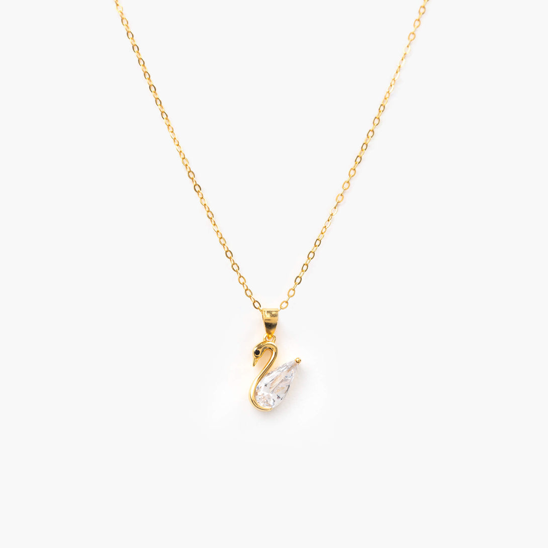 gold vermeil swan necklace