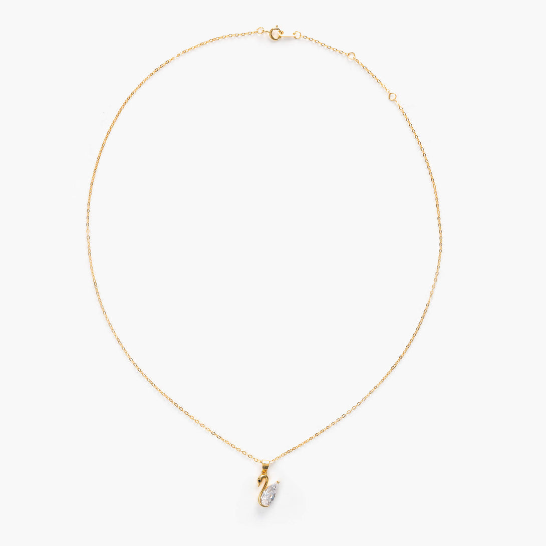 swan necklace gold vermeil