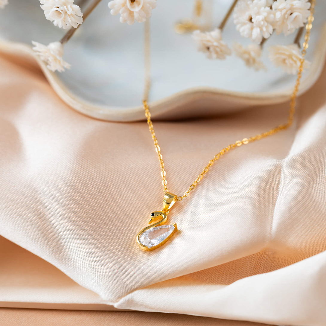 gold swan pendant necklace