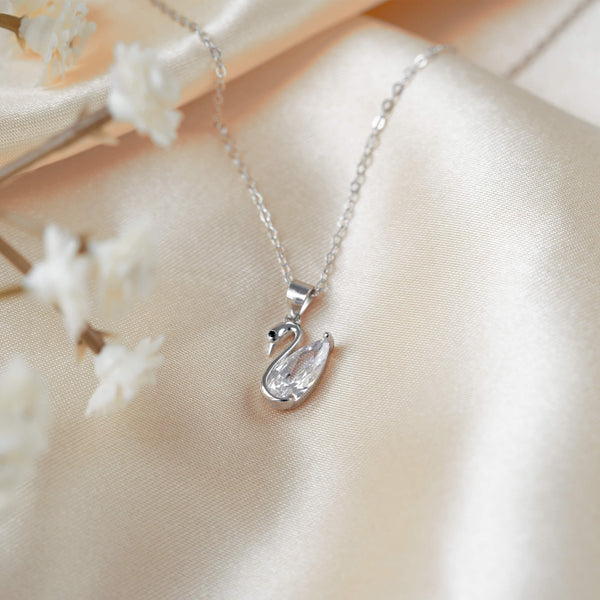 feya swan silver pendant necklace