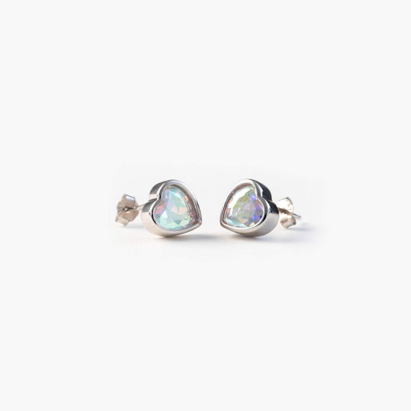 Luna Heart Shape Silver Stud Earrings