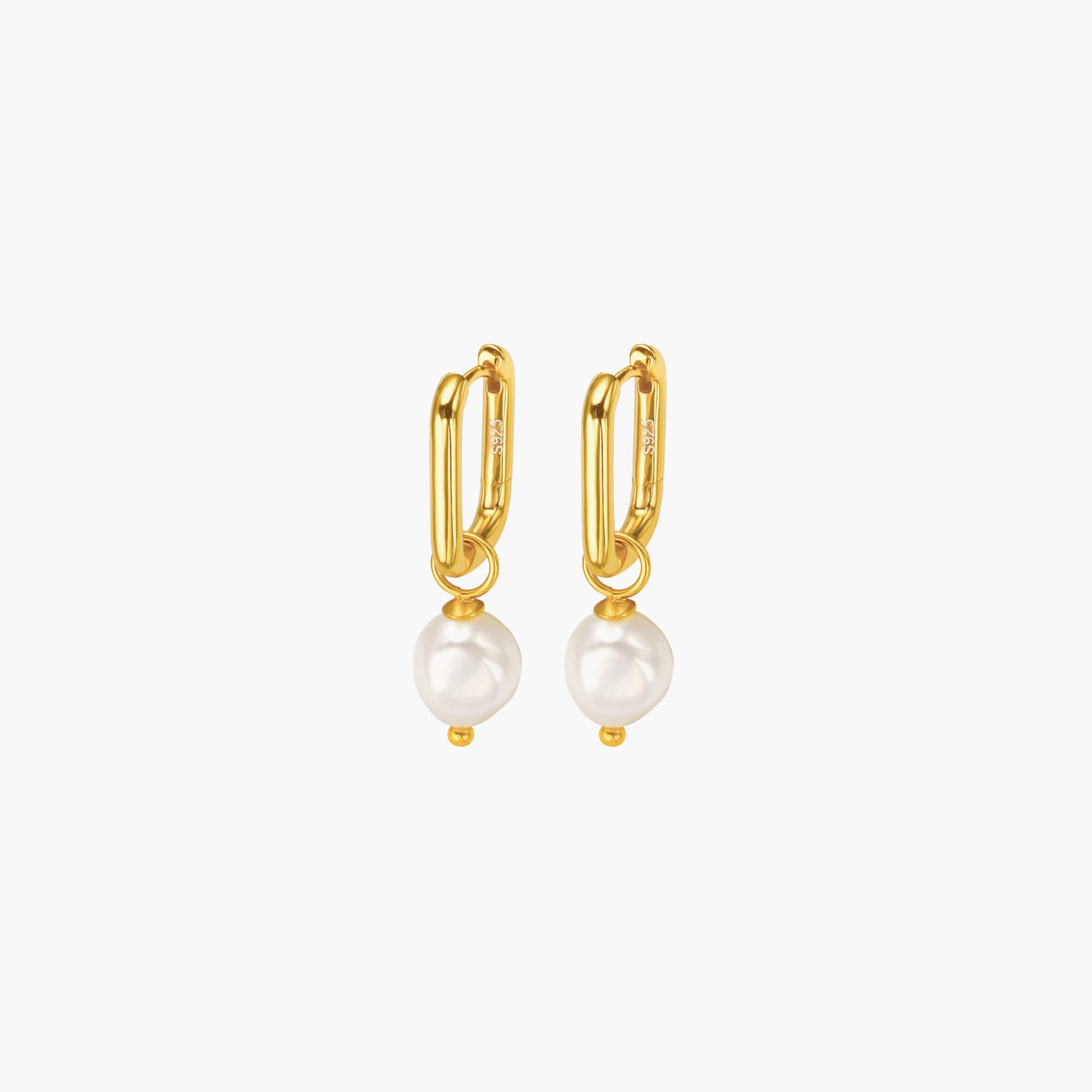 Marina Oversized Pearl Hoop Earrings Made with Gold Vermeil