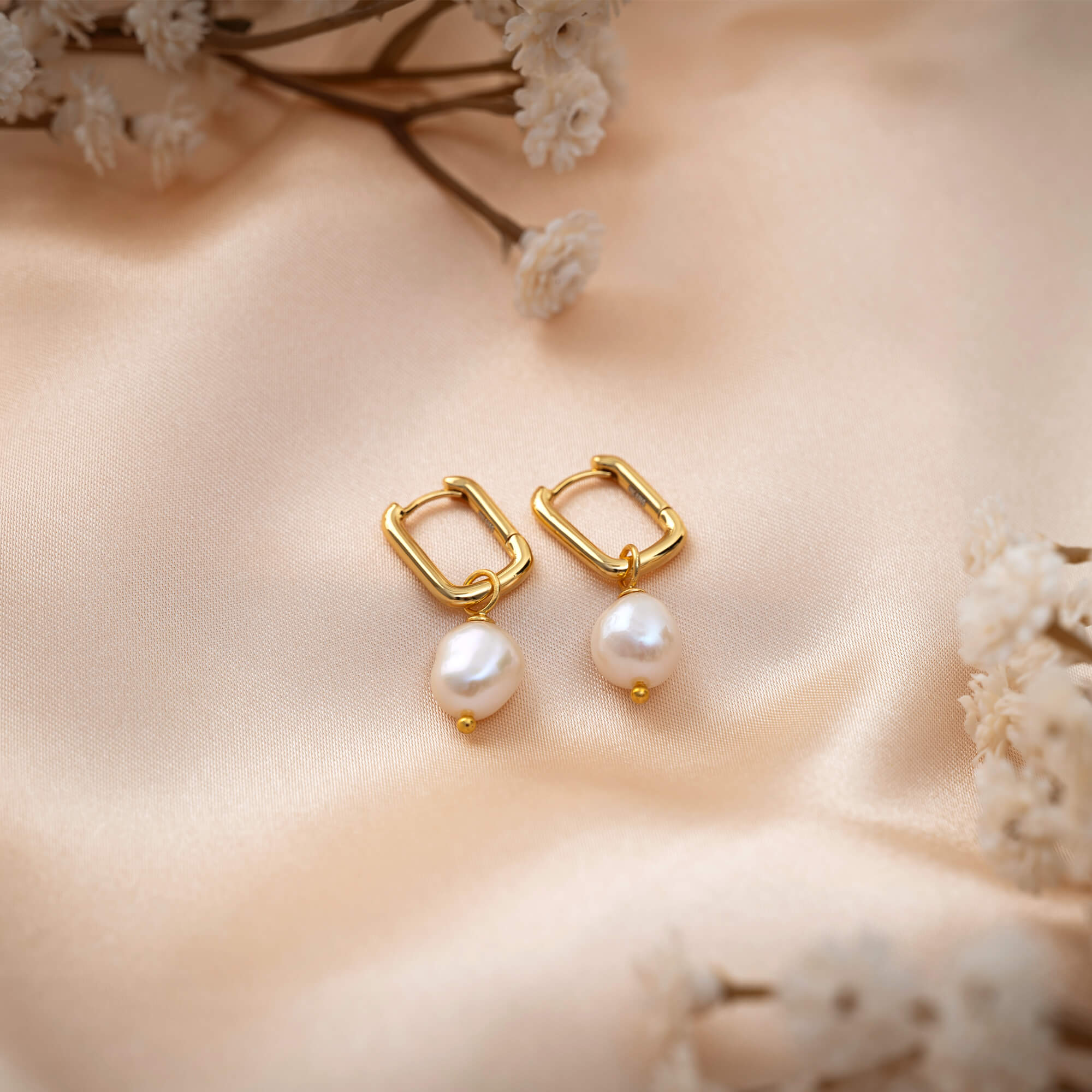 Marina Oversized Pearl Hoop Earrings Made with Gold Vermeil