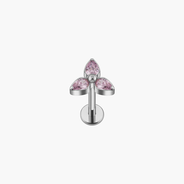 pink threaded stud flat back earring